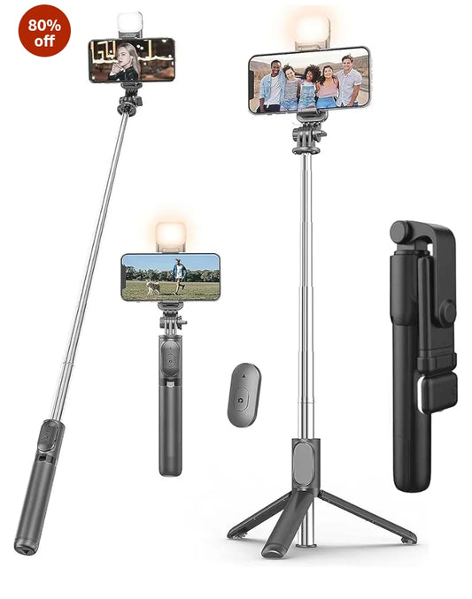 3-in-1 Bluetooth Selfie Stick with Tripod & LED Light.